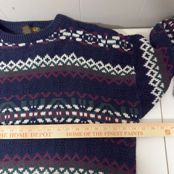 Vtg Eddie Bauer Fair Isle Cotton Holiday Sweater Crewneck USA Made Men XL EUC - Picture 7 of 11